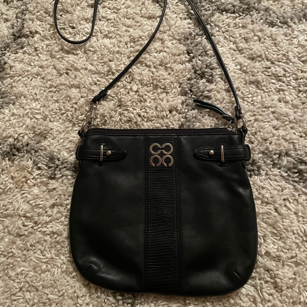 Coach Black Leather Slim Crossbody Satchel Bag Purse